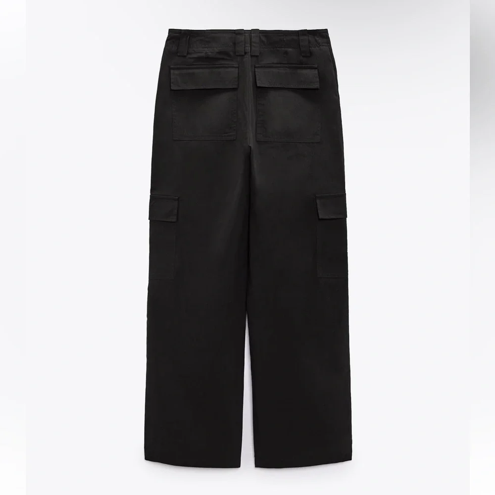 Zara straight cargo pants Black NWT size XXL_6